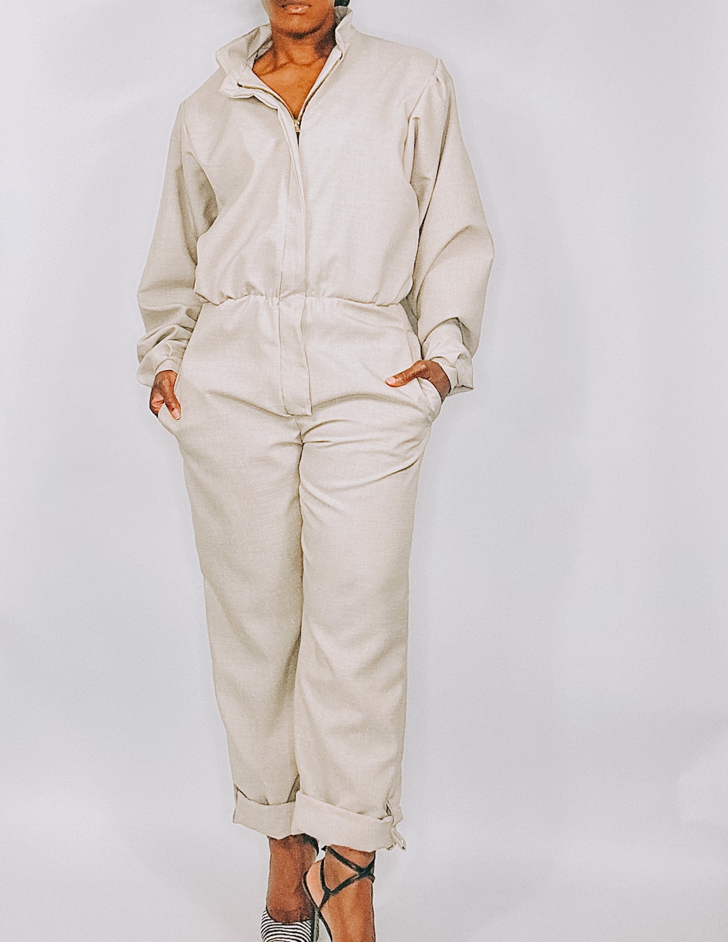 Khaki Utilitarian Jumpsuit