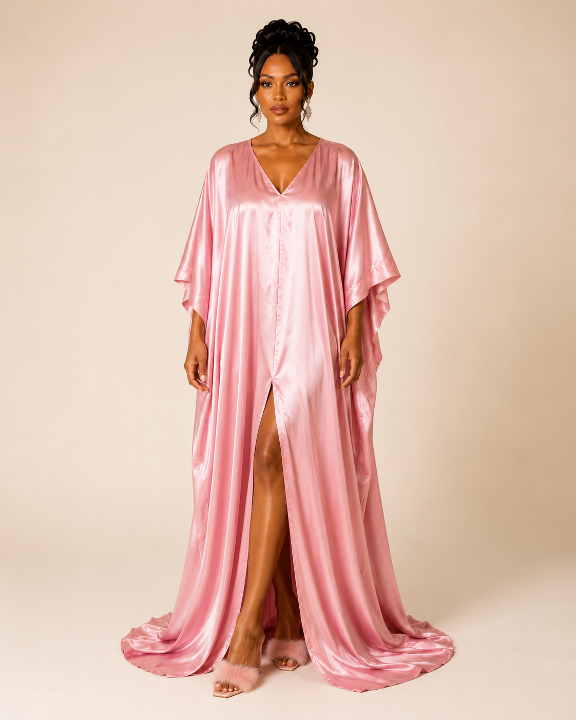 ROSE LUXE SATIN CAFTAN