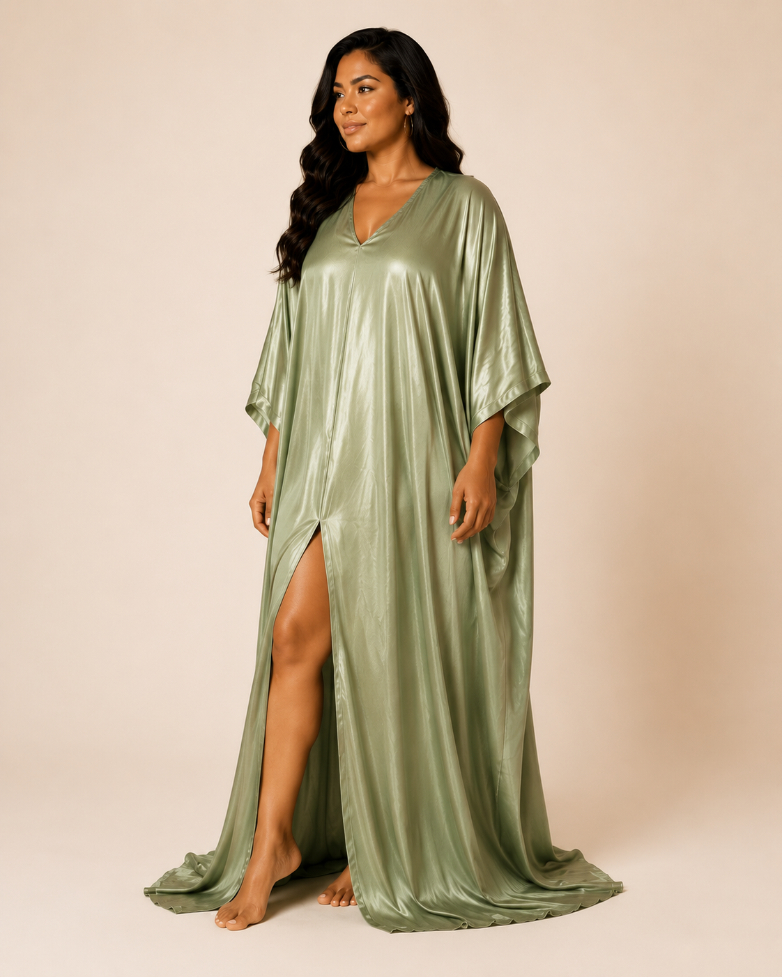 SAGE LUXE SATIN CAFTAN