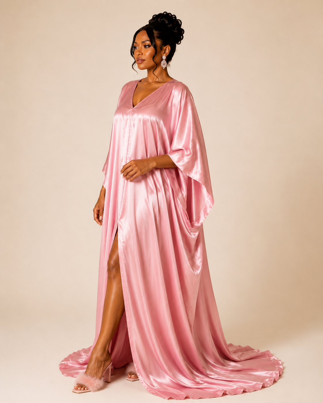 ROSE LUXE SATIN CAFTAN