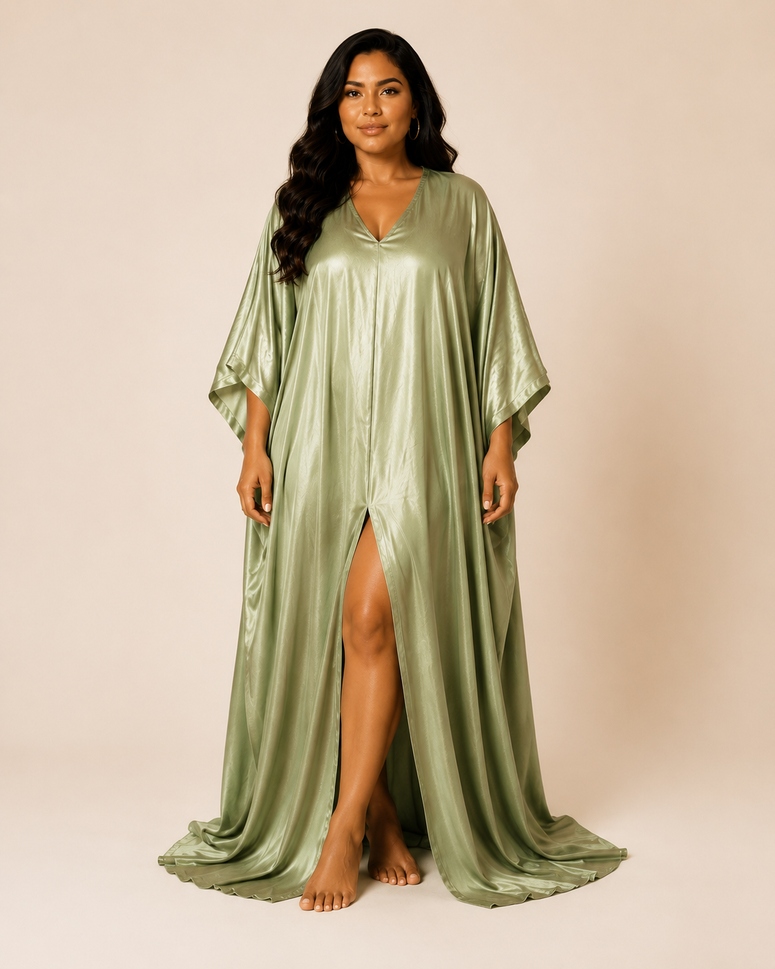 SAGE LUXE SATIN CAFTAN
