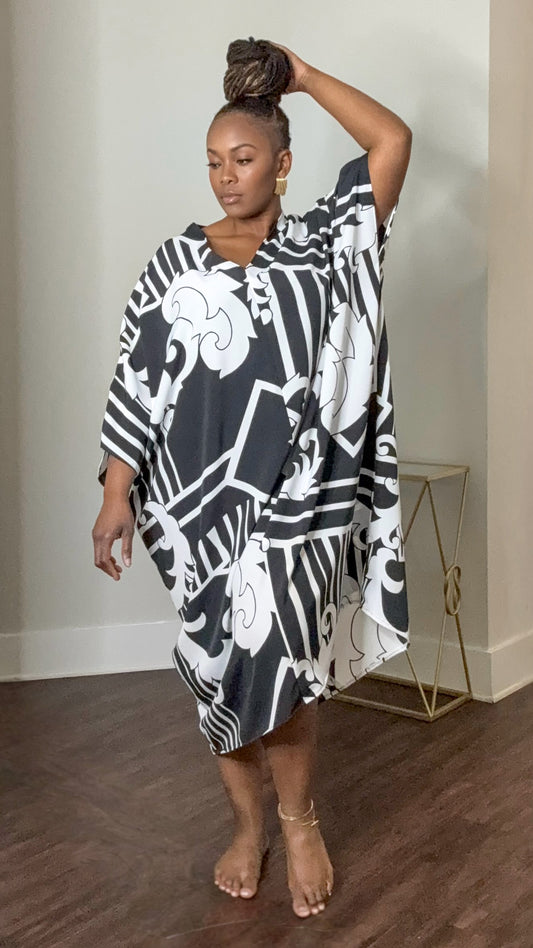 Black & White MhuMhu Caftan