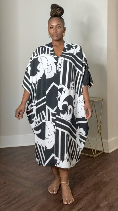 Black & White MhuMhu Caftan