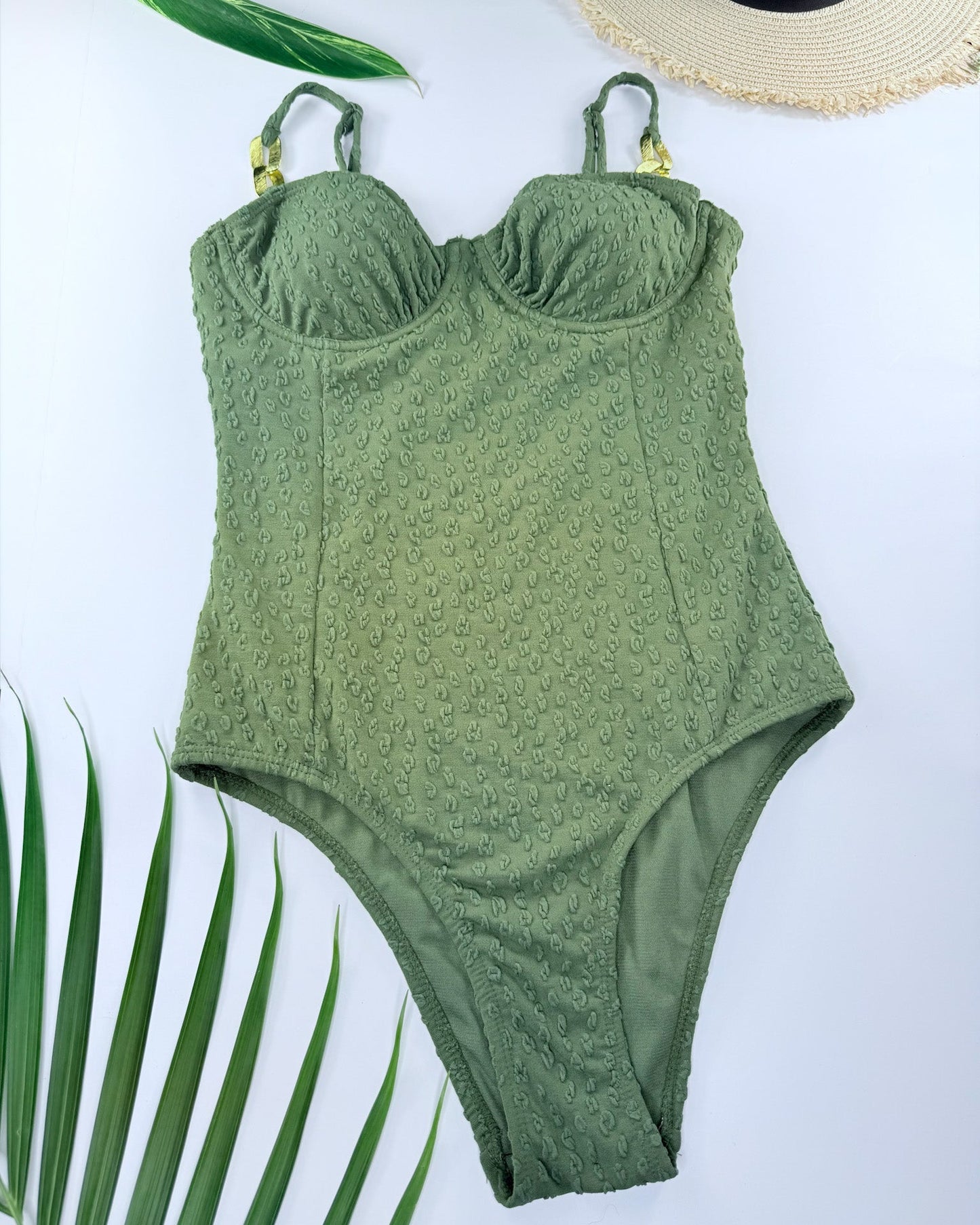 Olive chain-link Swimsuit