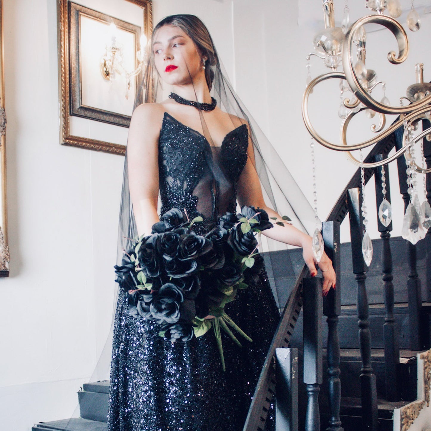 Isabella Black Beaded Wedding Gown