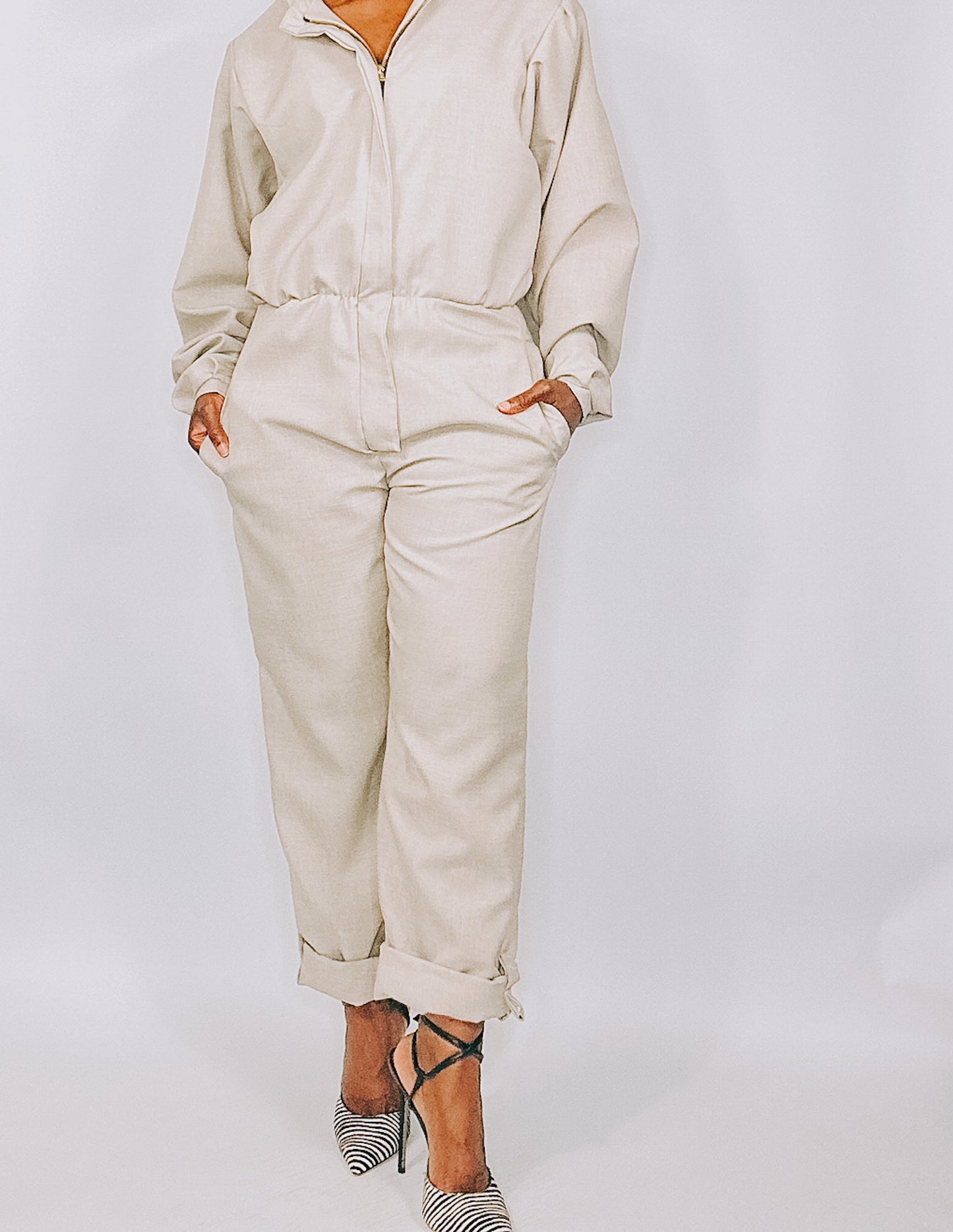 Khaki Utilitarian Jumpsuit